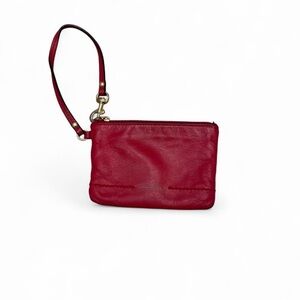 Coach Red Leather Y2K Wristlet Bag | Gold Hardware | Genuine Leather